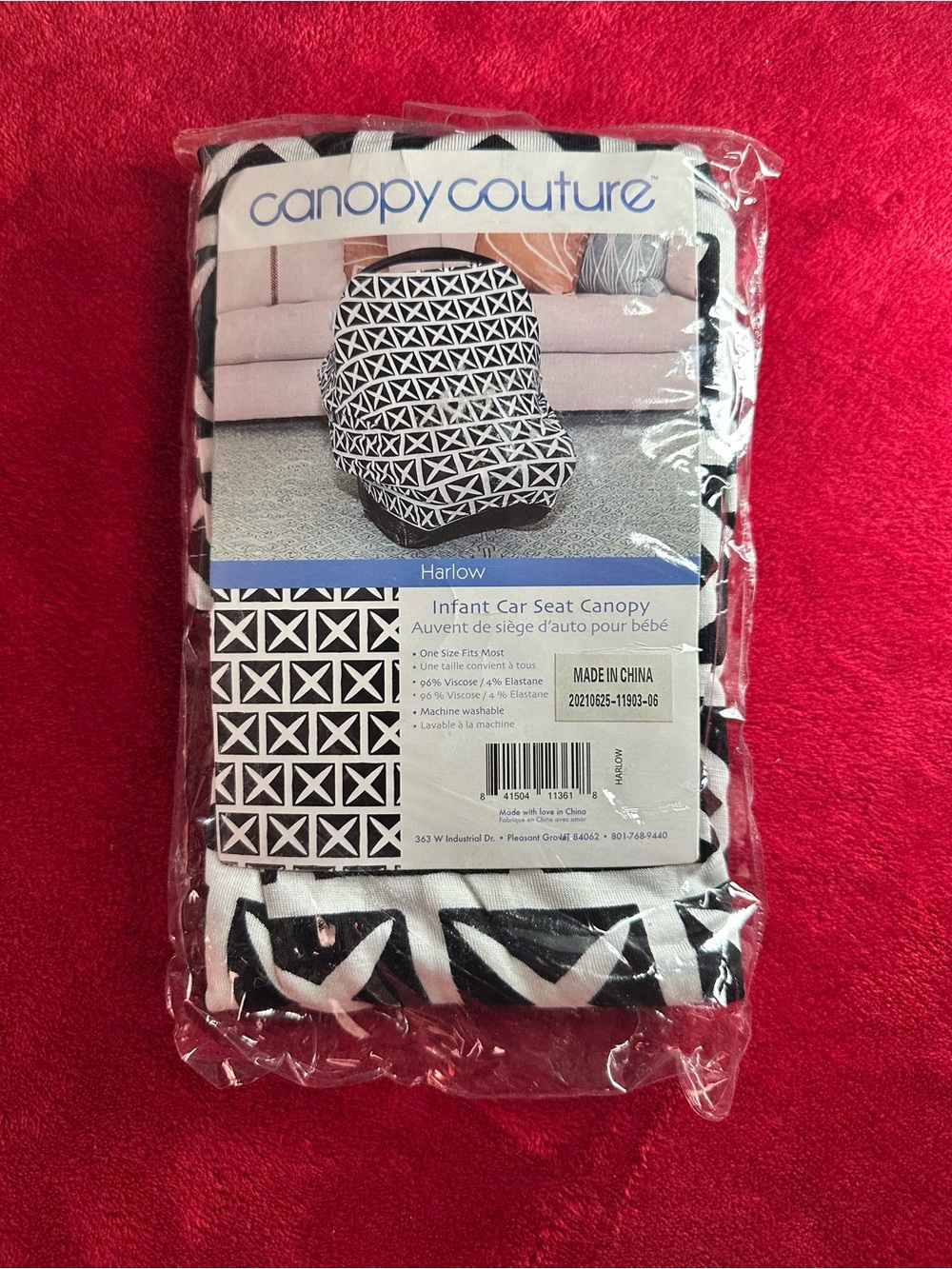 Canopy Couture Harlow Infant Car Seat Canopy - Black & White